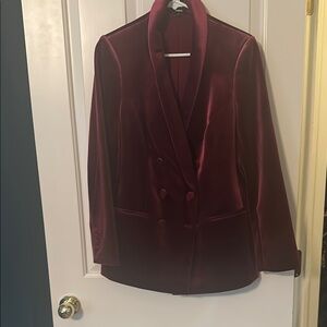 Women's Velvet Blazer - Burgundy